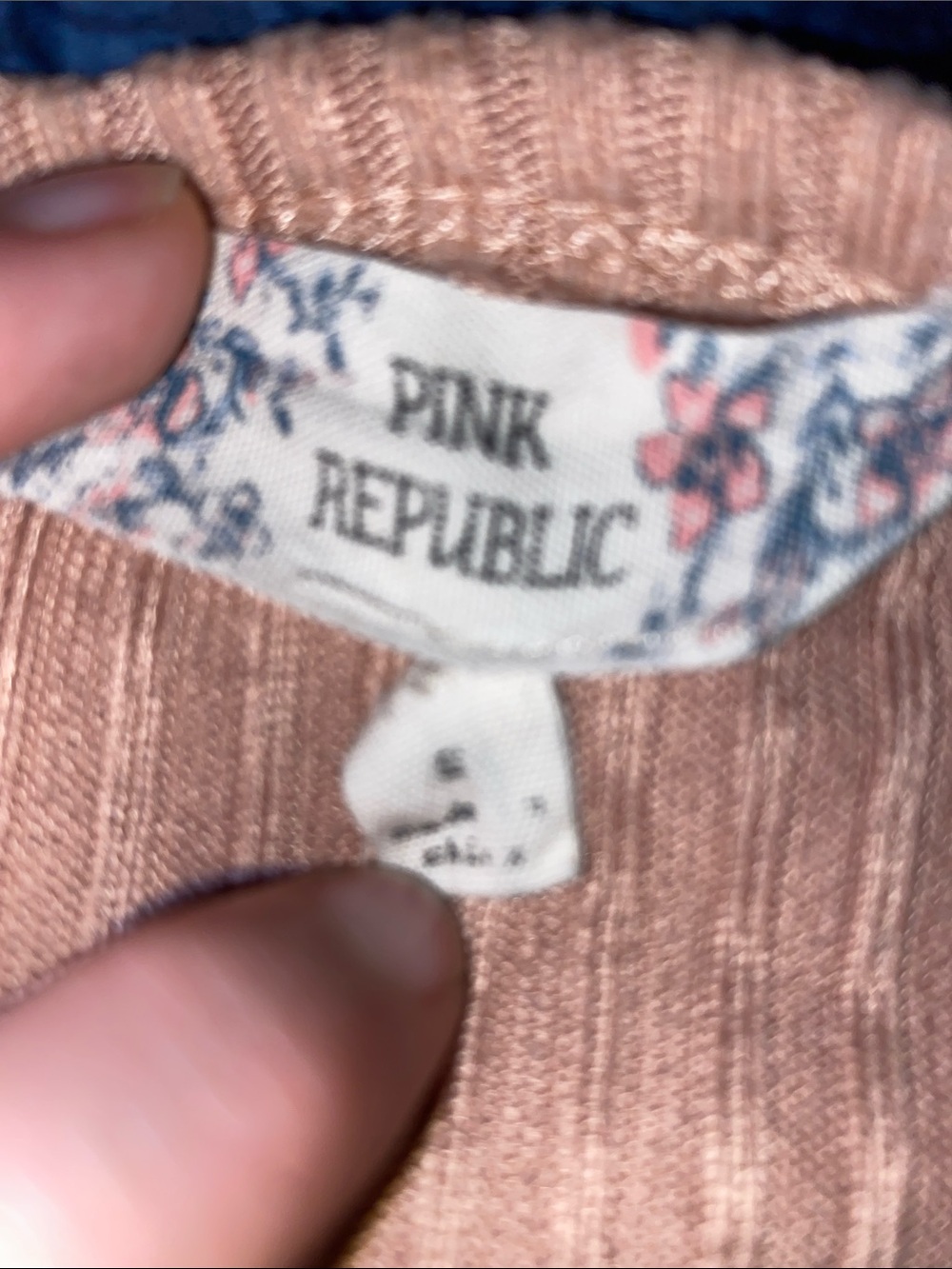 Pink Republic Ribbed Button-Front Top in Peach - Picture 2 of 2